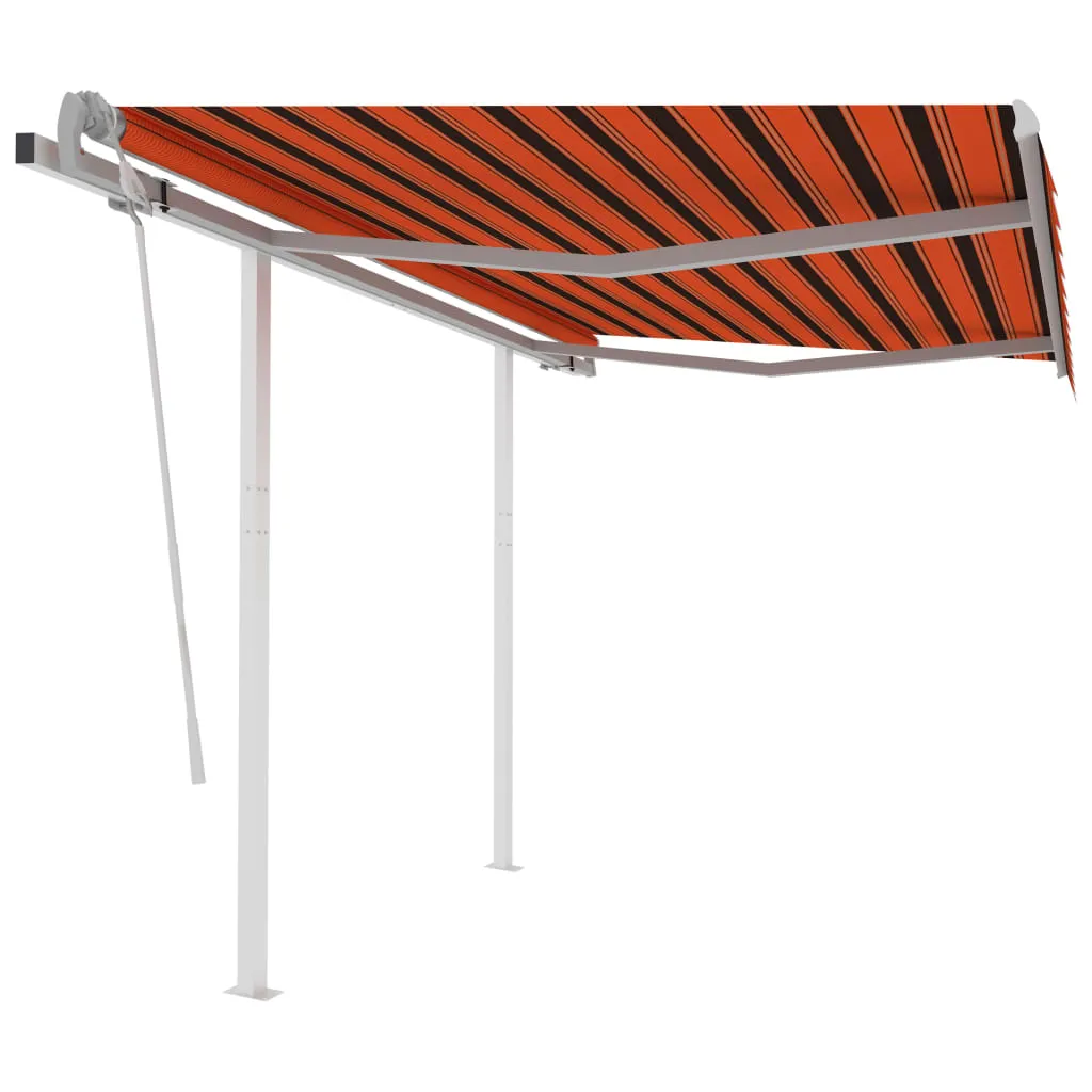 CLORIS Designermöbel Gelenkarmmarkise Einziehbar mit Pfosten 3,5x2,5 m Orange Braun